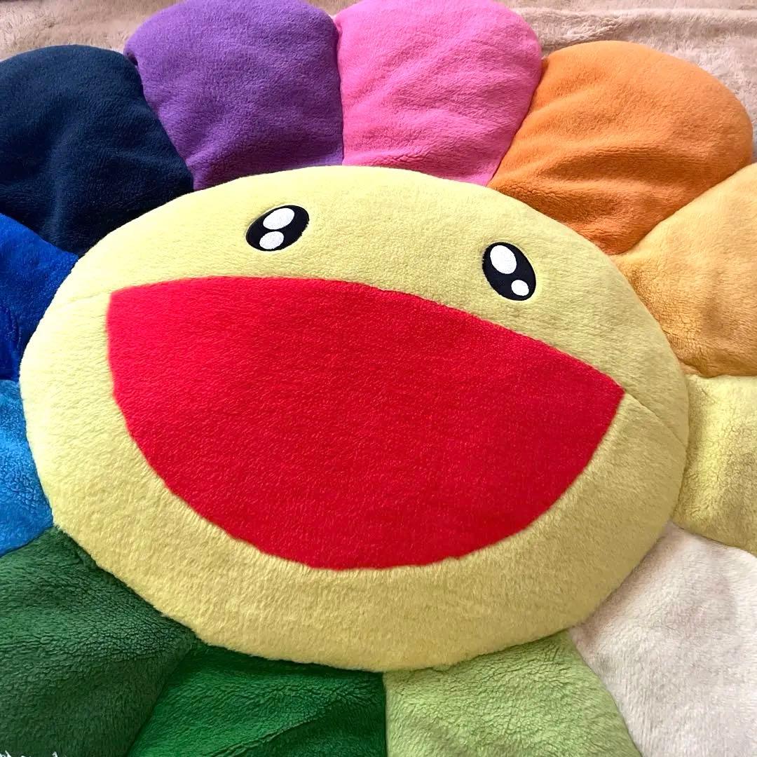 極希少！村上隆 お花クッション 大 1m レインボー 大 フラワー クッション