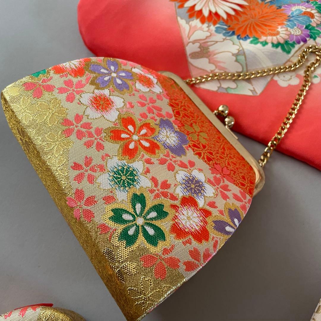 美品　七五三　3歳　4歳　正絹お着物セット　正絹被布コーデ　草履　バッグ付き