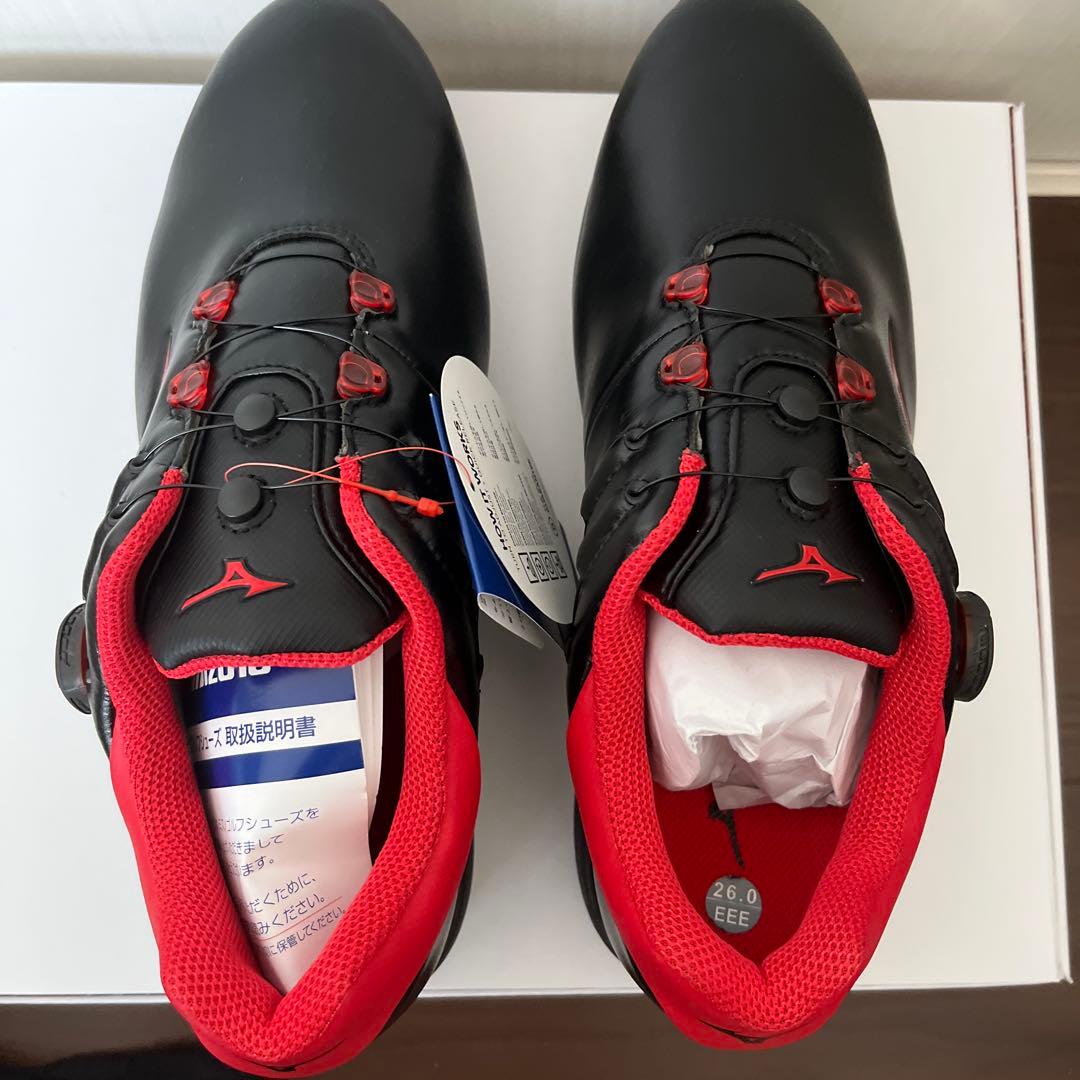 Mizuno BOAシステム ゴルフシューズ ブラック/レッド