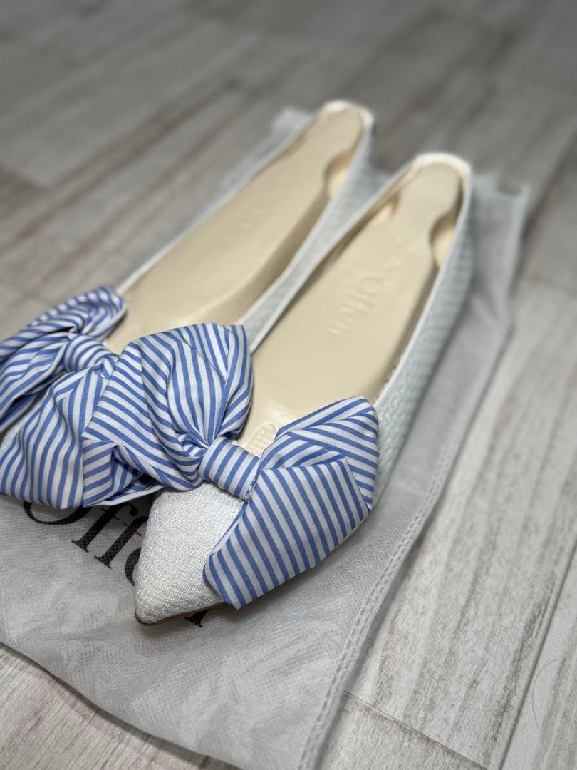 offen×UNMINOUコラボ ストライプリボンシューズ