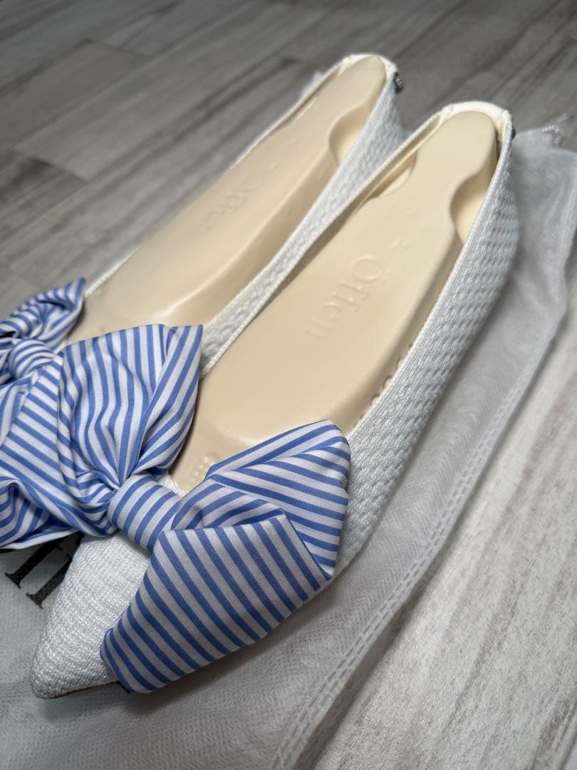 offen×UNMINOUコラボ ストライプリボンシューズ