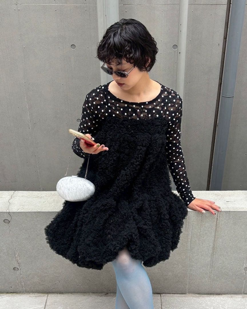 POPPY TULLE BALLOON TUNIC (BLACK) あざぎーにょ