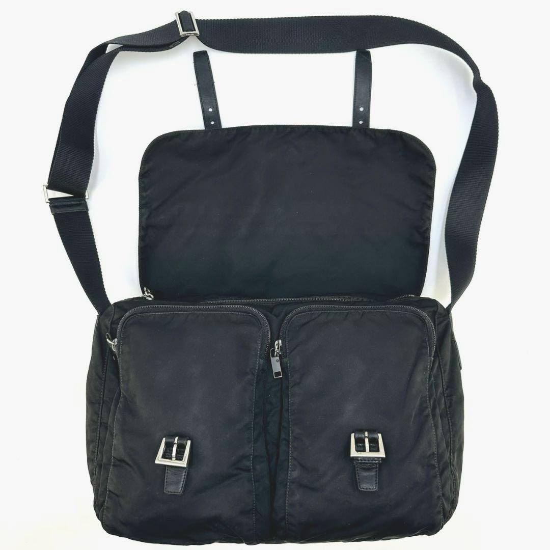 PRADA プラダ ダブルポケット ショルダーバッグ メッセンジャーバッグ 黒