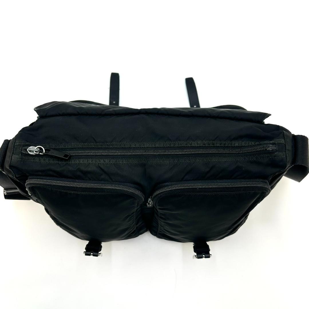 PRADA プラダ ダブルポケット ショルダーバッグ メッセンジャーバッグ 黒