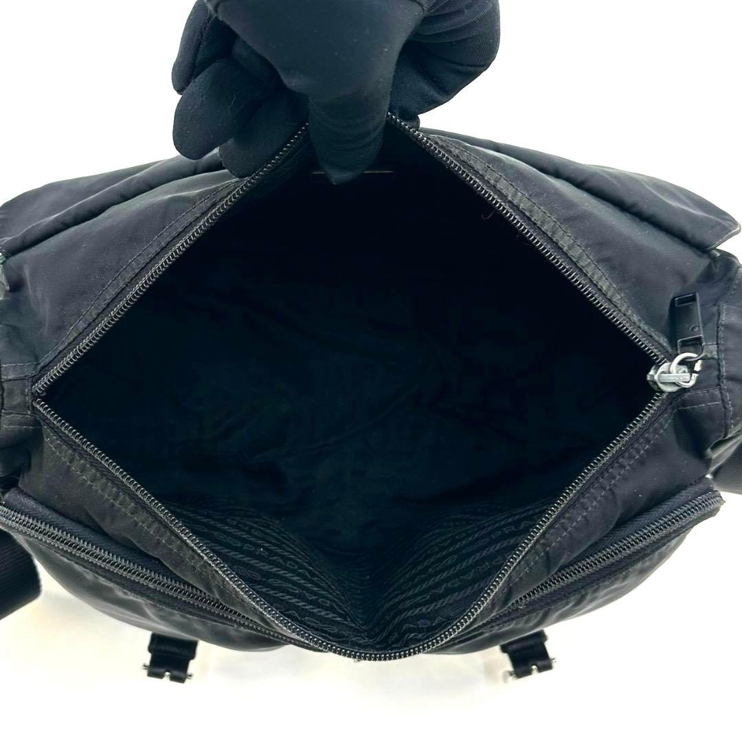 PRADA プラダ ダブルポケット ショルダーバッグ メッセンジャーバッグ 黒