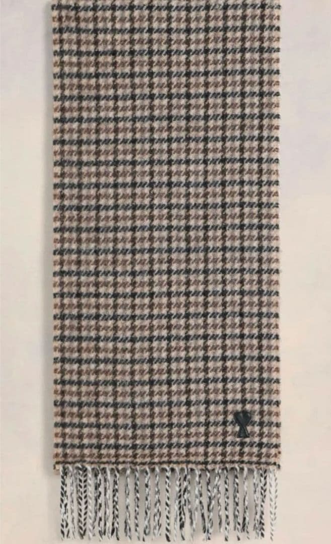 新品未使用　アミパリス　千鳥格子柄マフラー茶色