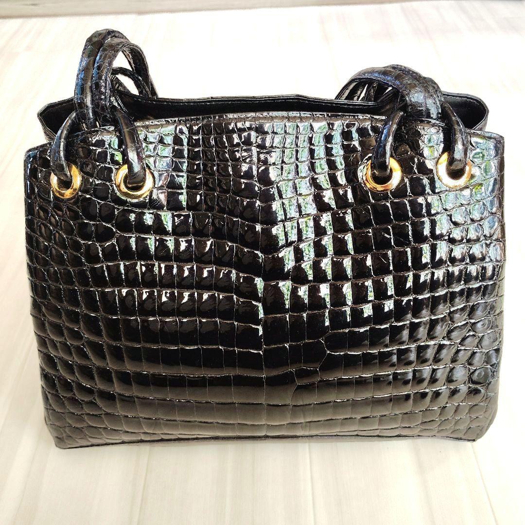 美品 JRA認定 日本製 シャイニング クロコダイル トートバック