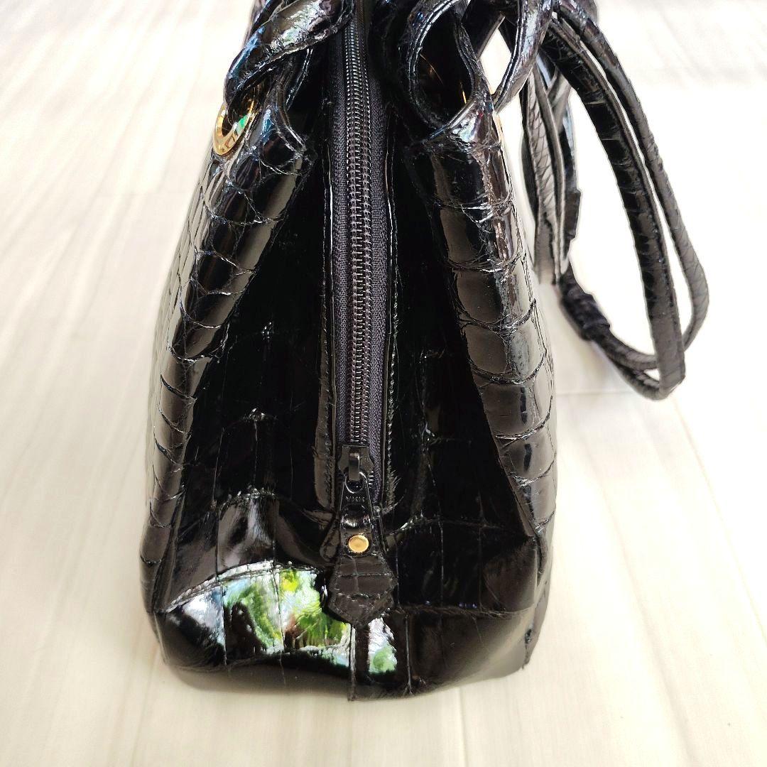 美品 JRA認定 日本製 シャイニング クロコダイル トートバック