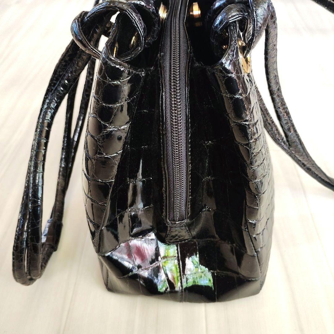 美品 JRA認定 日本製 シャイニング クロコダイル トートバック