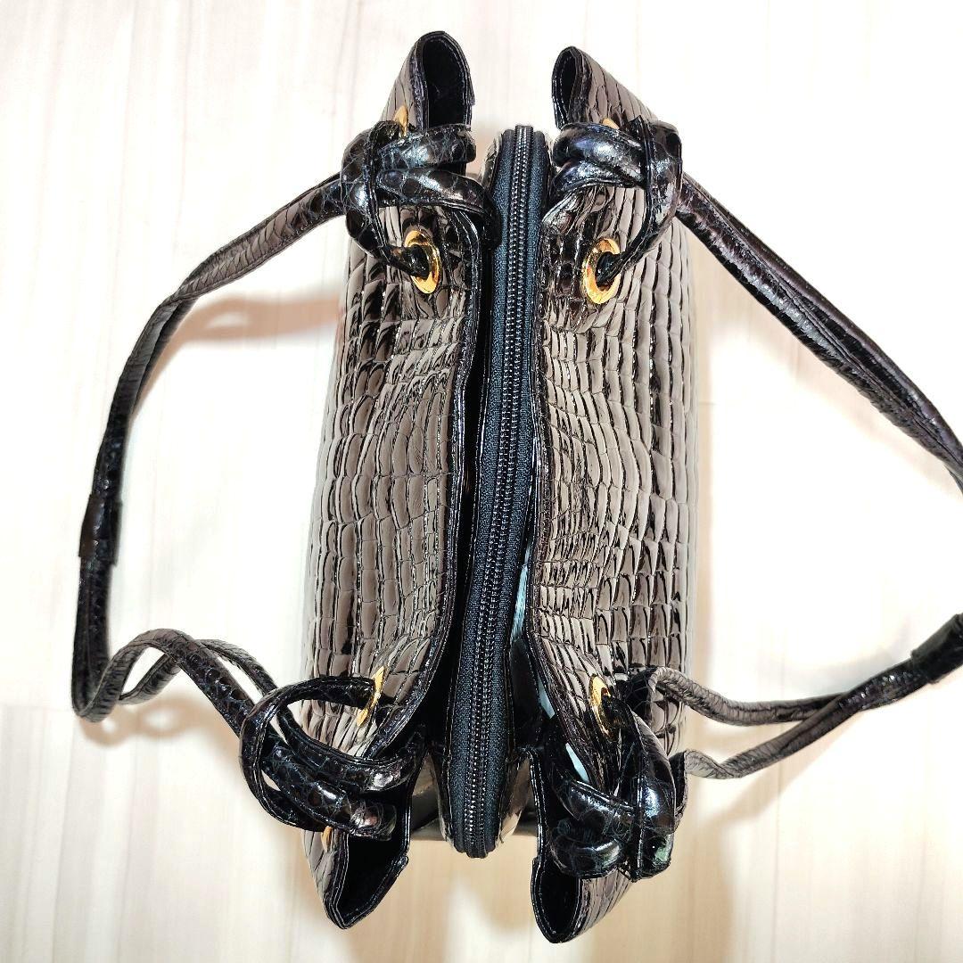 美品 JRA認定 日本製 シャイニング クロコダイル トートバック