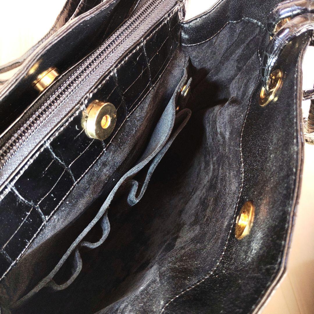 美品 JRA認定 日本製 シャイニング クロコダイル トートバック