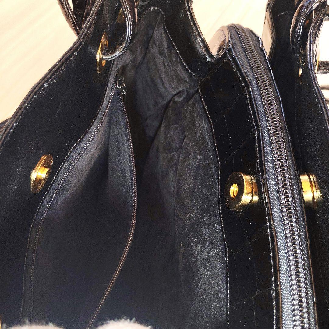 美品 JRA認定 日本製 シャイニング クロコダイル トートバック