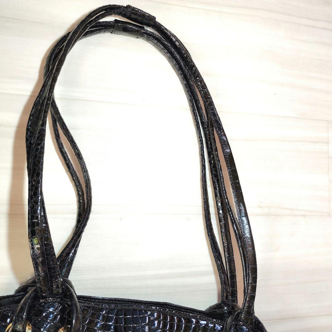 美品 JRA認定 日本製 シャイニング クロコダイル トートバック