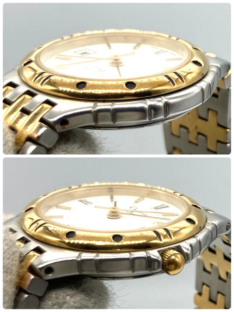 【稼動】 ディオール 腕時計 3022 QZ コンビ ゴールド 白文字盤