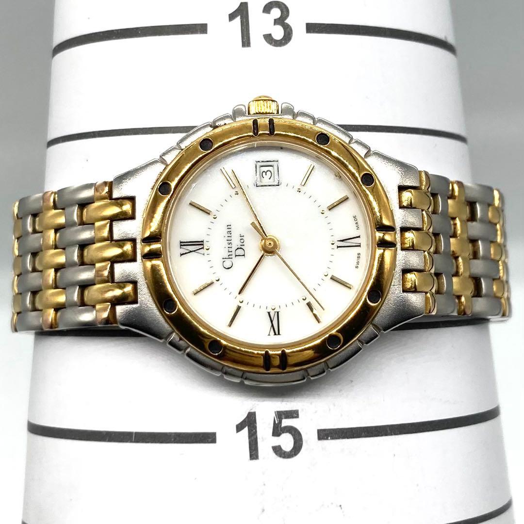 【稼動】 ディオール 腕時計 3022 QZ コンビ ゴールド 白文字盤