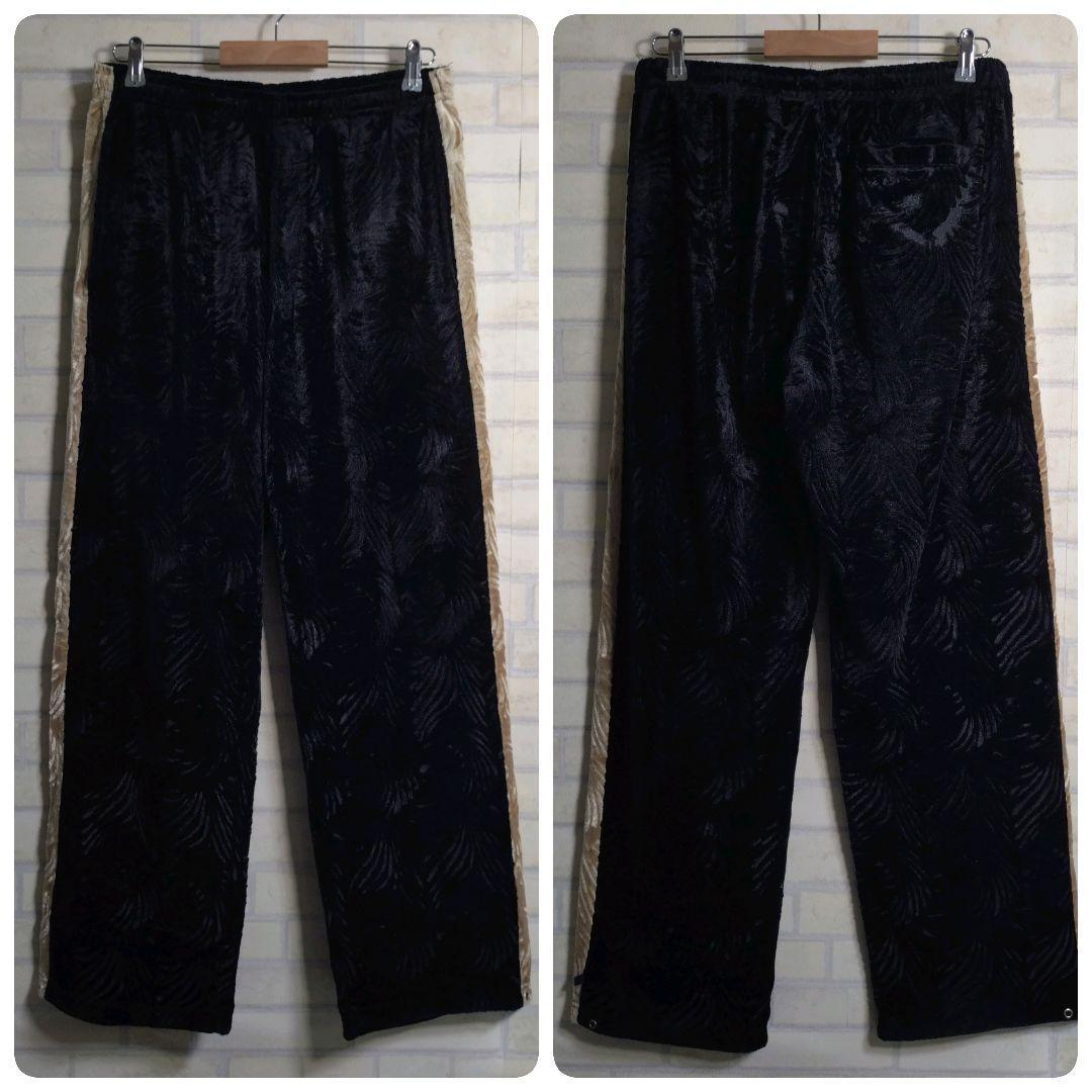 ガルフィー★地柄 総刺繍 ベロア バックロゴ セットアップ ジャージ XL相当