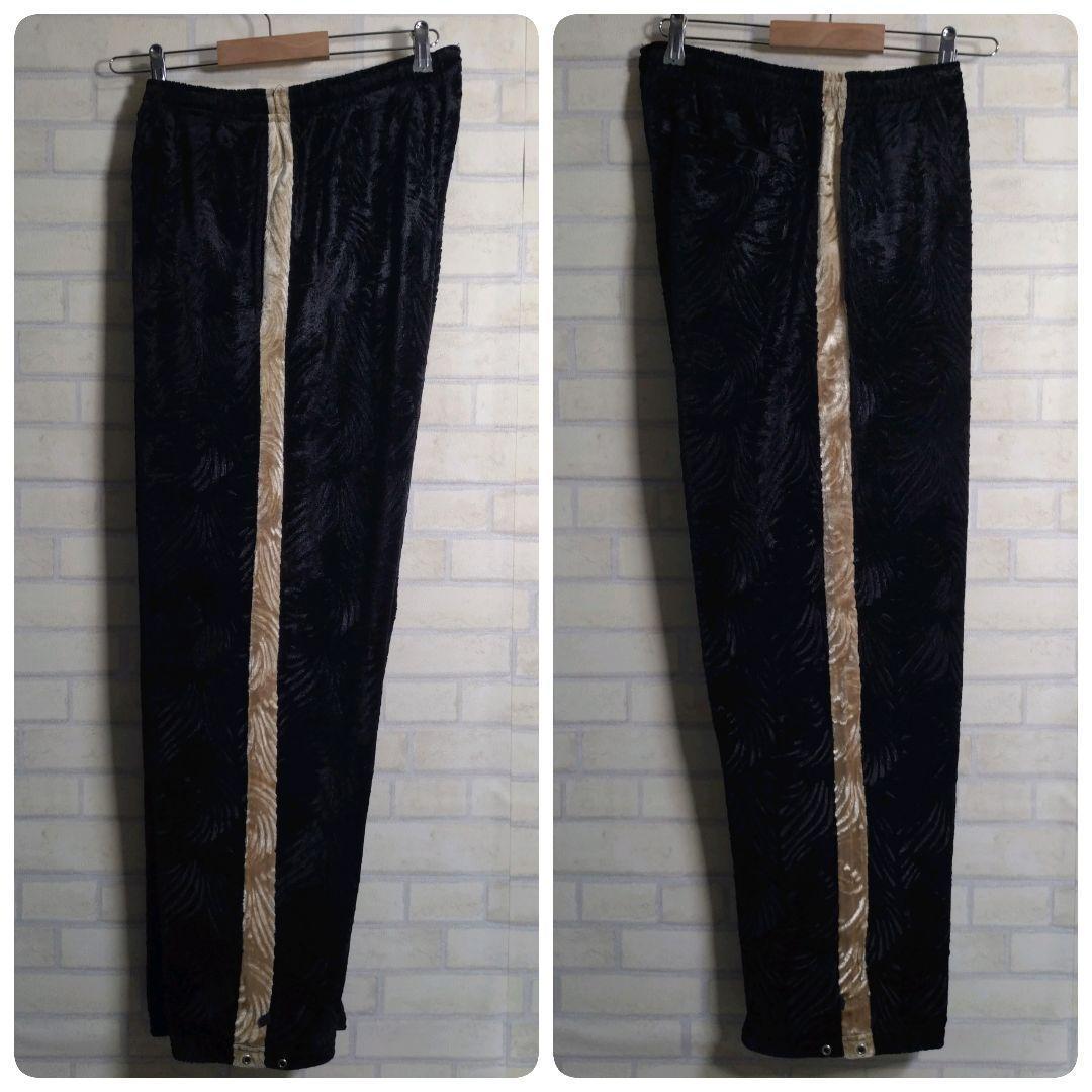 ガルフィー★地柄 総刺繍 ベロア バックロゴ セットアップ ジャージ XL相当