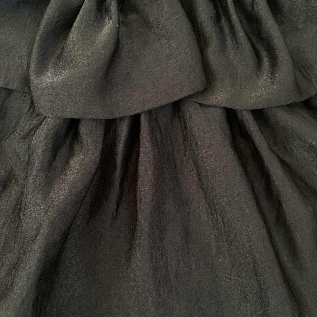 ISSEY MIYAKE me 黒 ワンピース リボン　プリーツ　パフショルダー