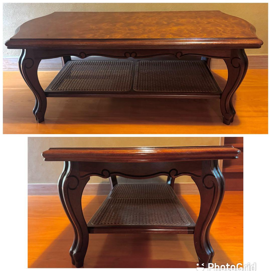 【美品】karimoku カリモク コロニアル ラタン 猫脚 センターテーブル