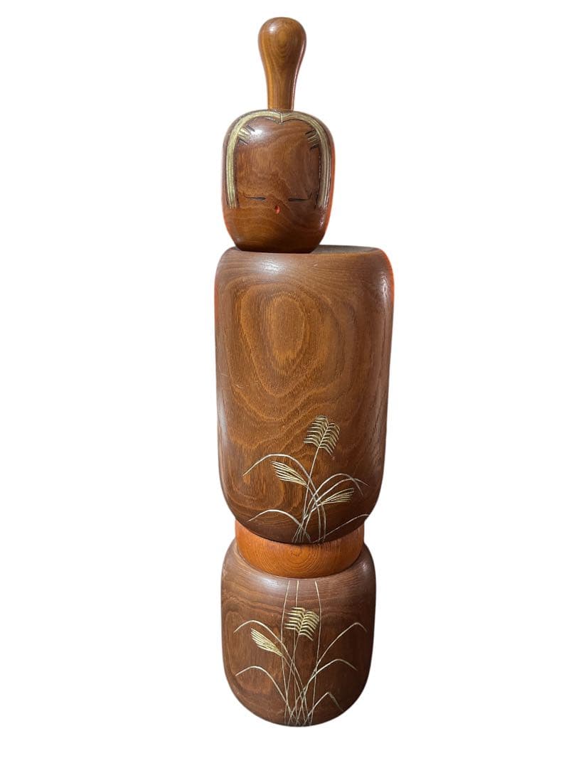 相田晴峰作「虫の声」限定ヴィンテージ創作こけし　すすき　全長46cm