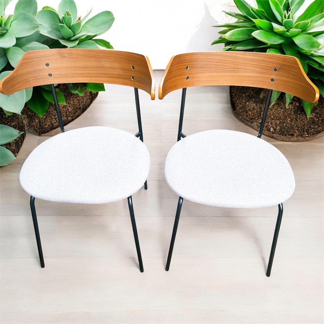関家具　カペルⅢダイニングチェア座面ライトグレー　ウォルナット　2脚セット