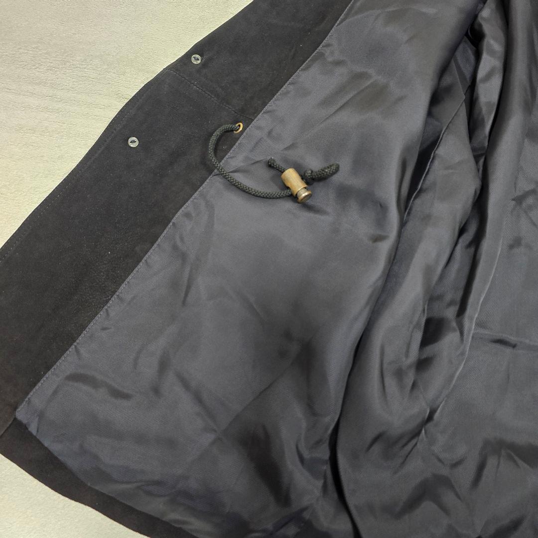 希少 Burrone レザー×スウェード切替ジャケット 黒 ドローコード付 XL