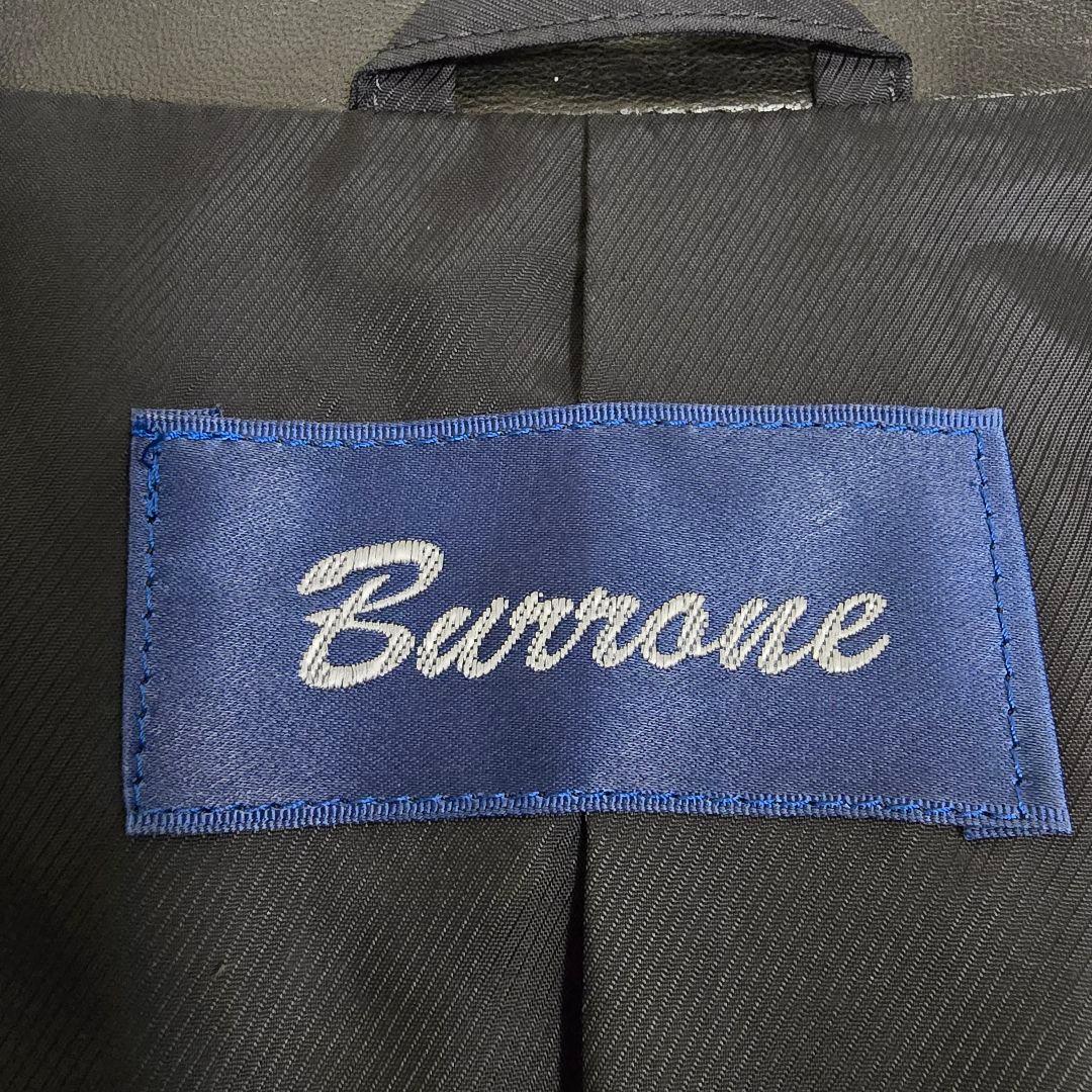 希少 Burrone レザー×スウェード切替ジャケット 黒 ドローコード付 XL