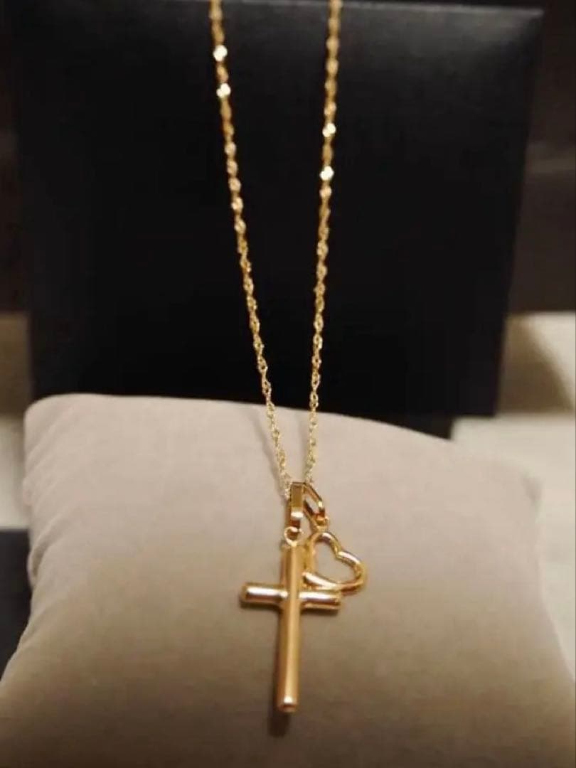 k18 ハート＆クロス チェーン　ネックレス　18金
