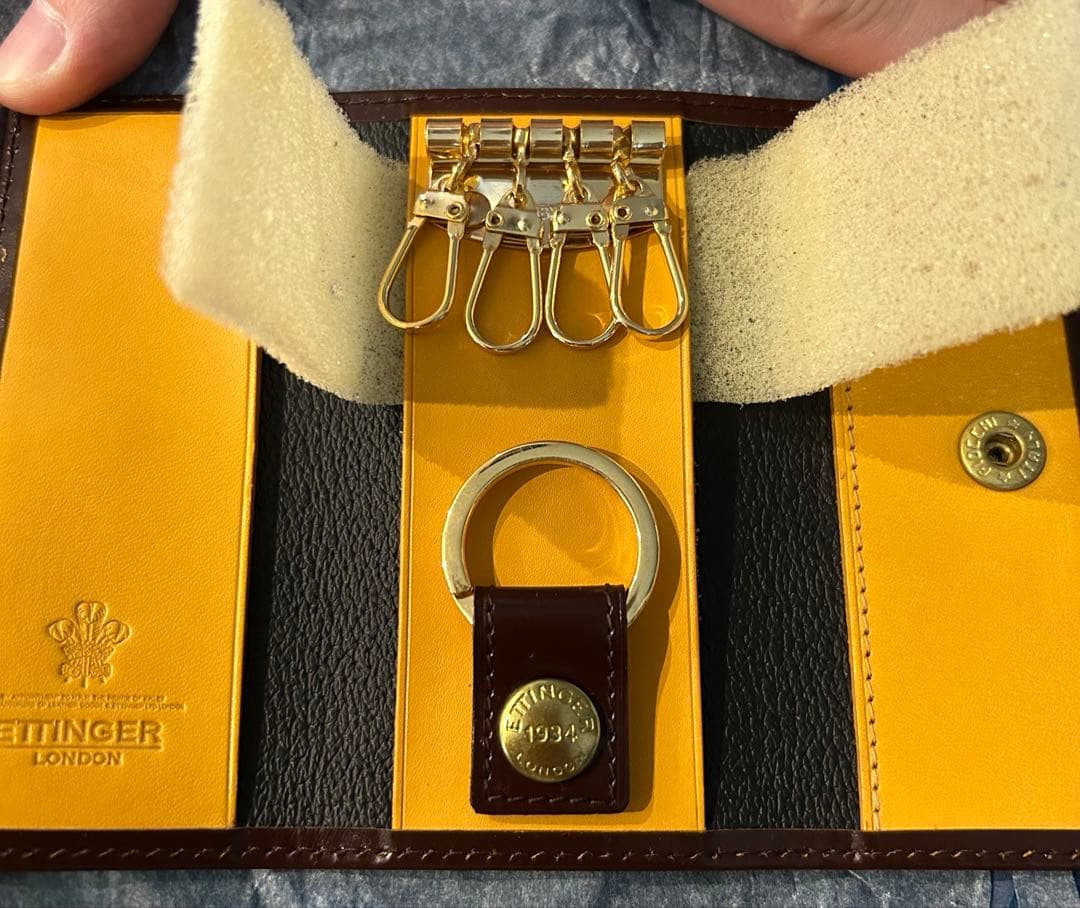 ETTINGER ブラウン レザー キーケース