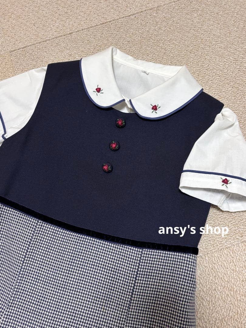 七里久美子　バラ刺繍　ジャンパースカート　ブラウスセット