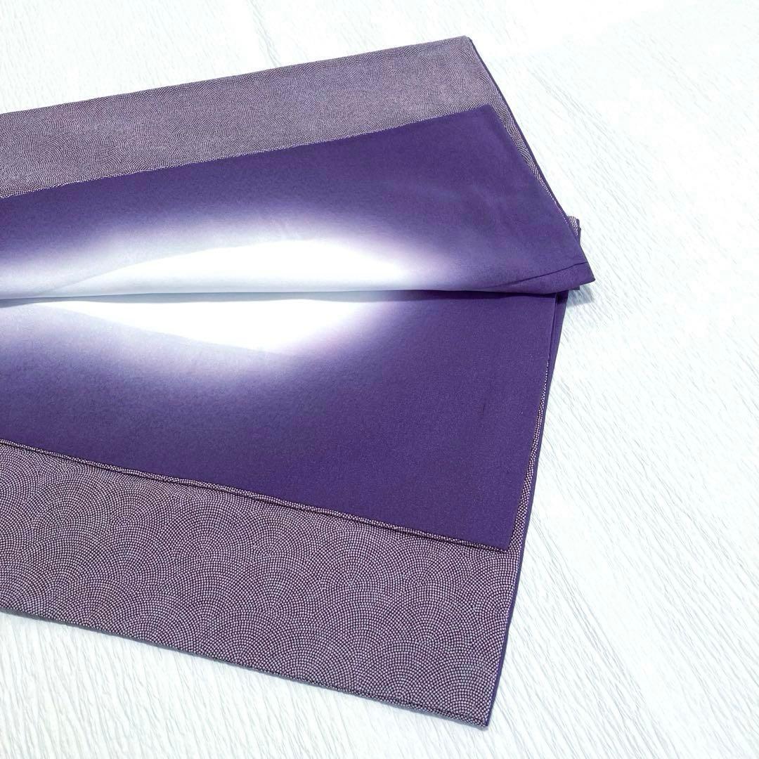 【美品✨】東レシルック　さんび　洗える着物　江戸小紋　三役　鮫小紋　くすみ紫L2