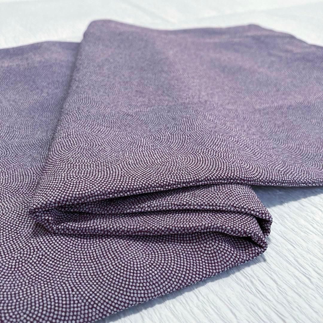 【美品✨】東レシルック　さんび　洗える着物　江戸小紋　三役　鮫小紋　くすみ紫L2