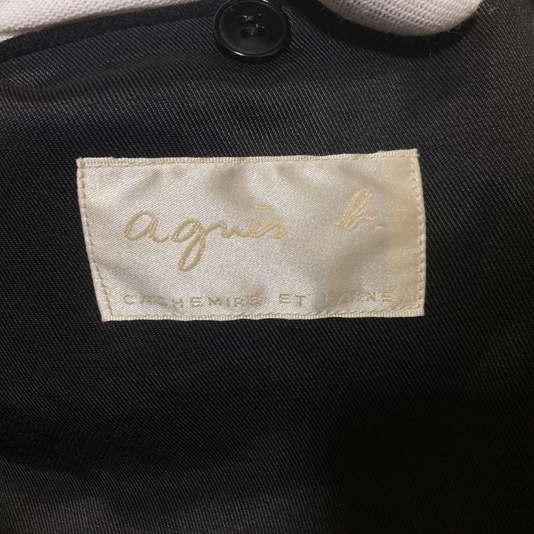 agnès b. ブラック ウールコート　カシミア混