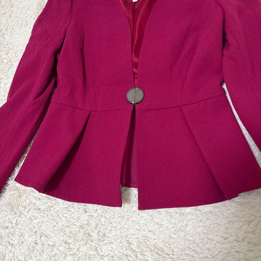 すずノーカラーペプラムジャケット　44 ピンク