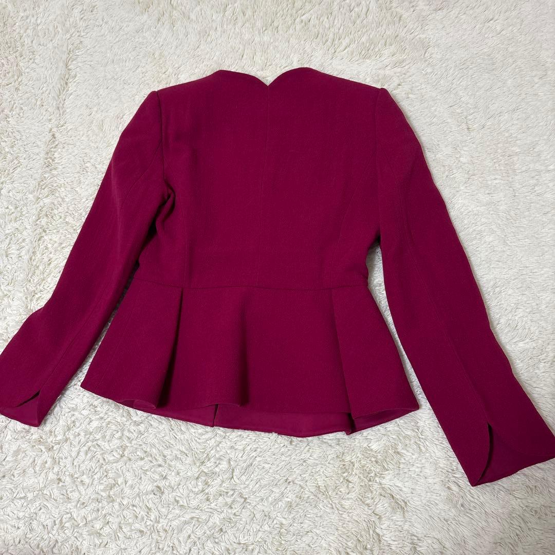 すずノーカラーペプラムジャケット　44 ピンク