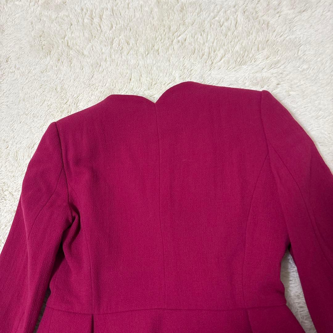 すずノーカラーペプラムジャケット　44 ピンク