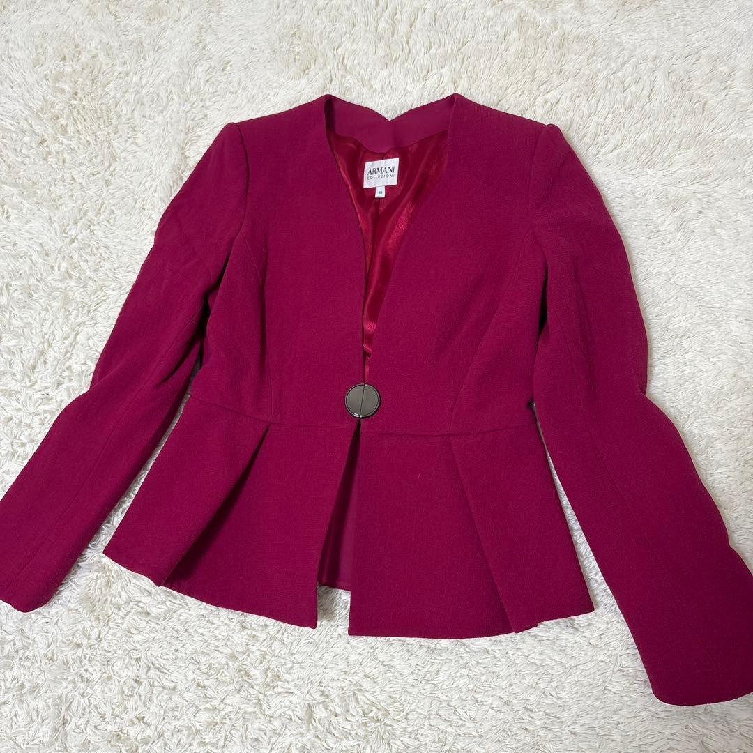 すずノーカラーペプラムジャケット　44 ピンク