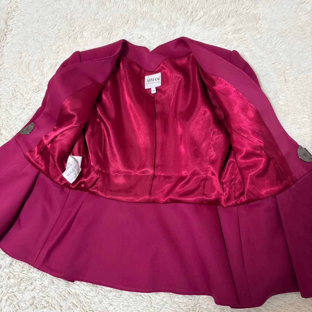 すずノーカラーペプラムジャケット　44 ピンク