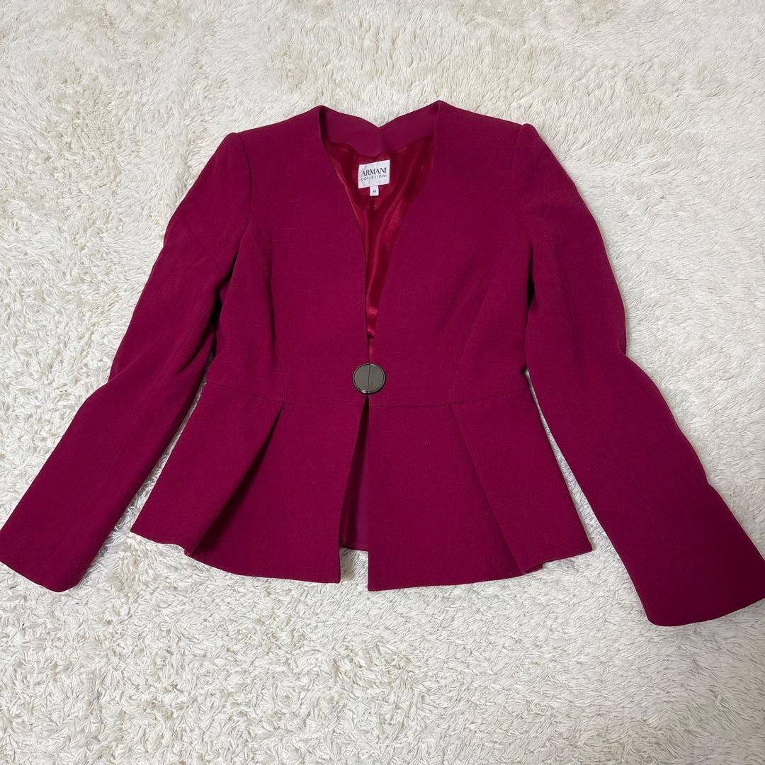 すずノーカラーペプラムジャケット　44 ピンク