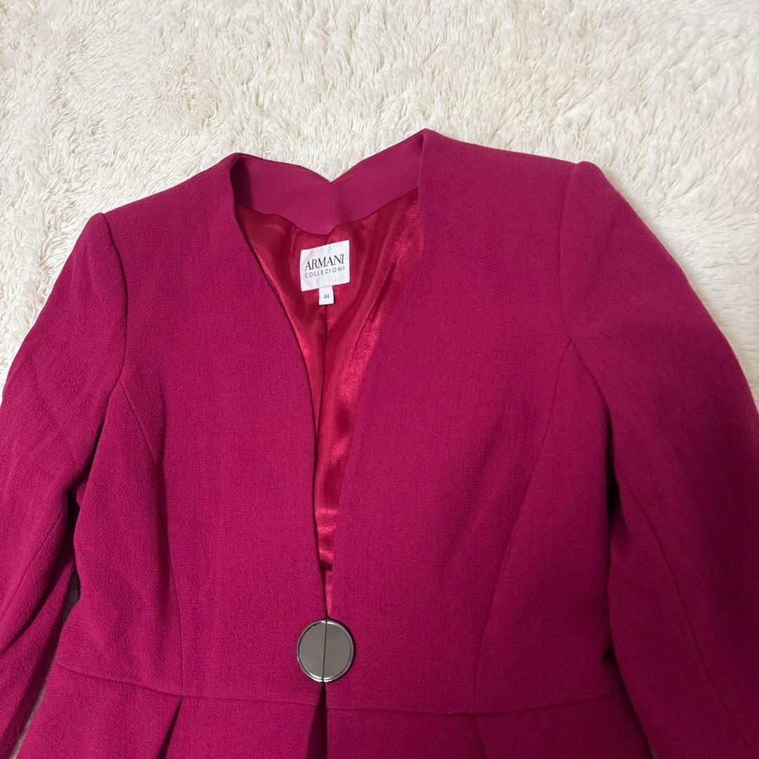 すずノーカラーペプラムジャケット　44 ピンク