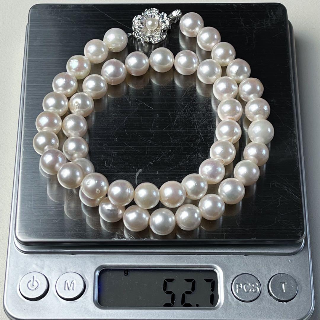 鑑別書付き✨超大珠 あこや真珠 9-9.5㎜ ネックレス シルバー刻印