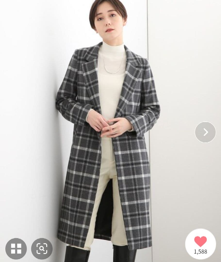 【定番人気！/名品コート/日本製】ウール100%チェスターコート　チェック　新品