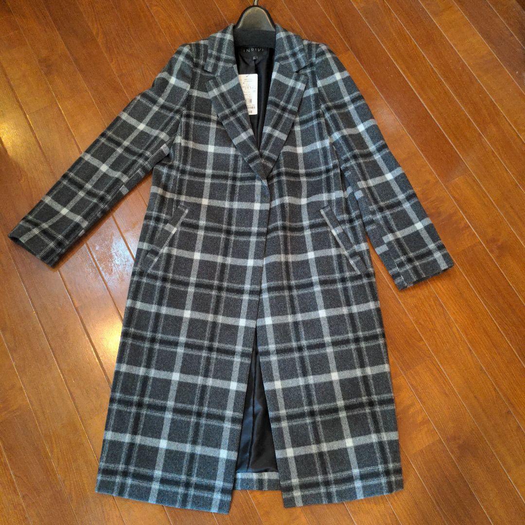 【定番人気！/名品コート/日本製】ウール100%チェスターコート　チェック　新品