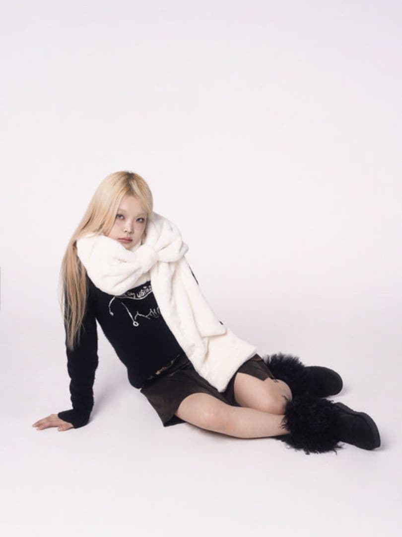 Pincunomaru リボンマフラー ガーリー マフラー 韓国 アパレル