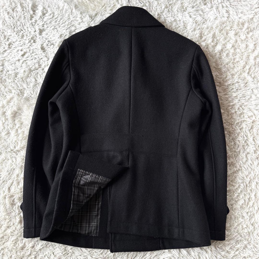 バーバリーブラックレーベル ピーコート ナポレオン ノバチェック ロゴボタン M