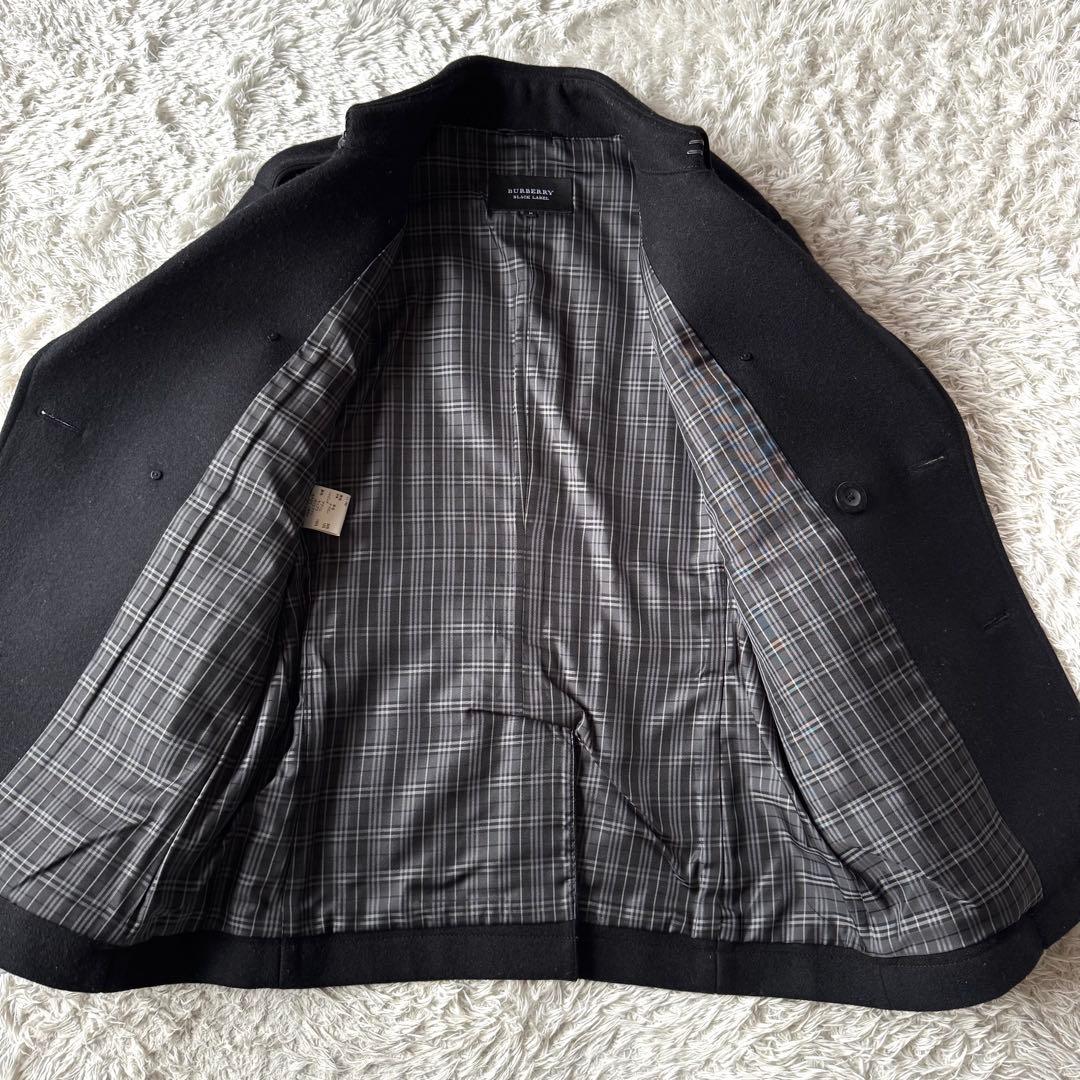 バーバリーブラックレーベル ピーコート ナポレオン ノバチェック ロゴボタン M