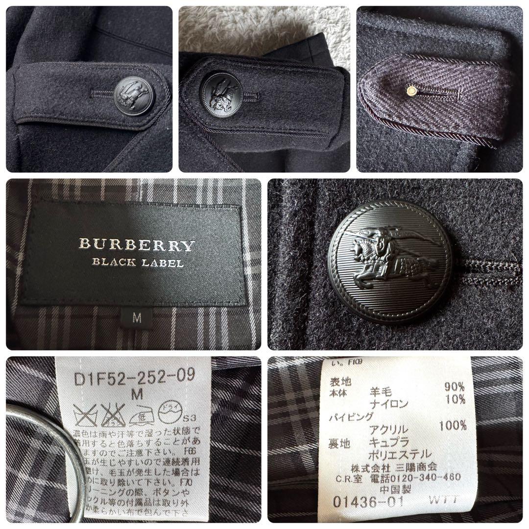 バーバリーブラックレーベル ピーコート ナポレオン ノバチェック ロゴボタン M
