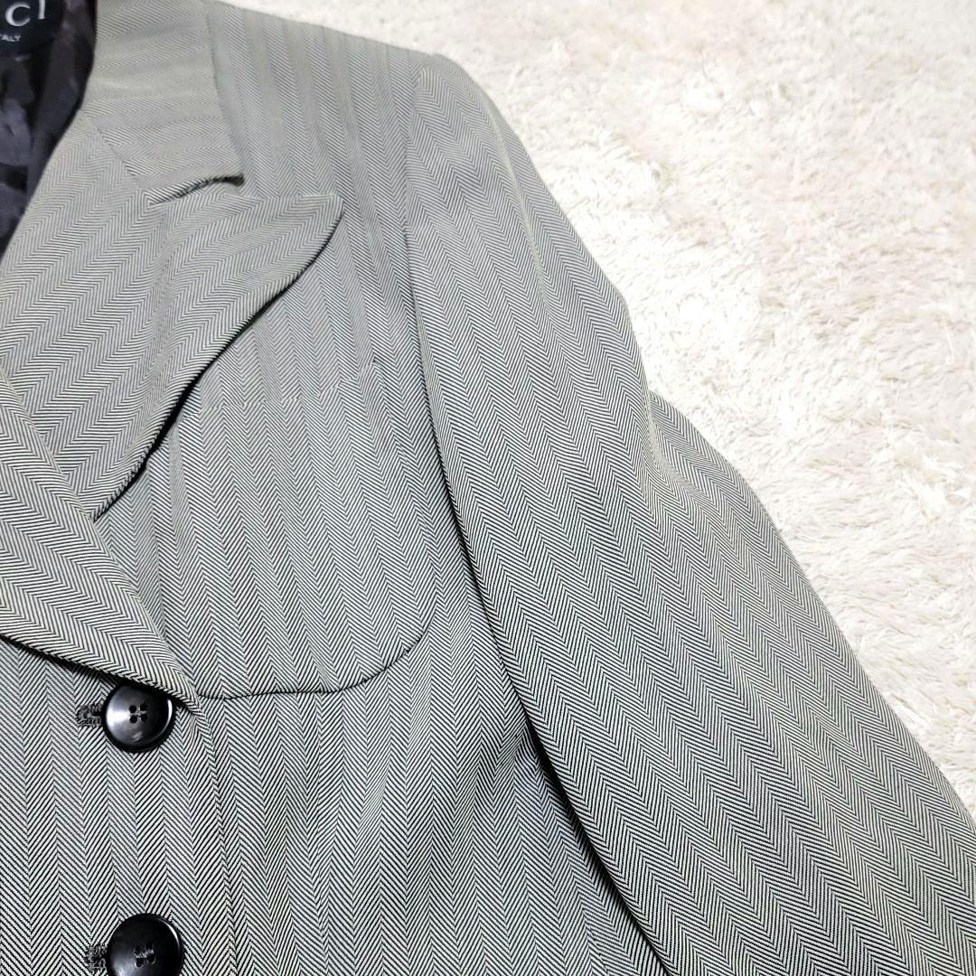 GUCCI ジャケット テーラードジャケット グレー ストライプ 40