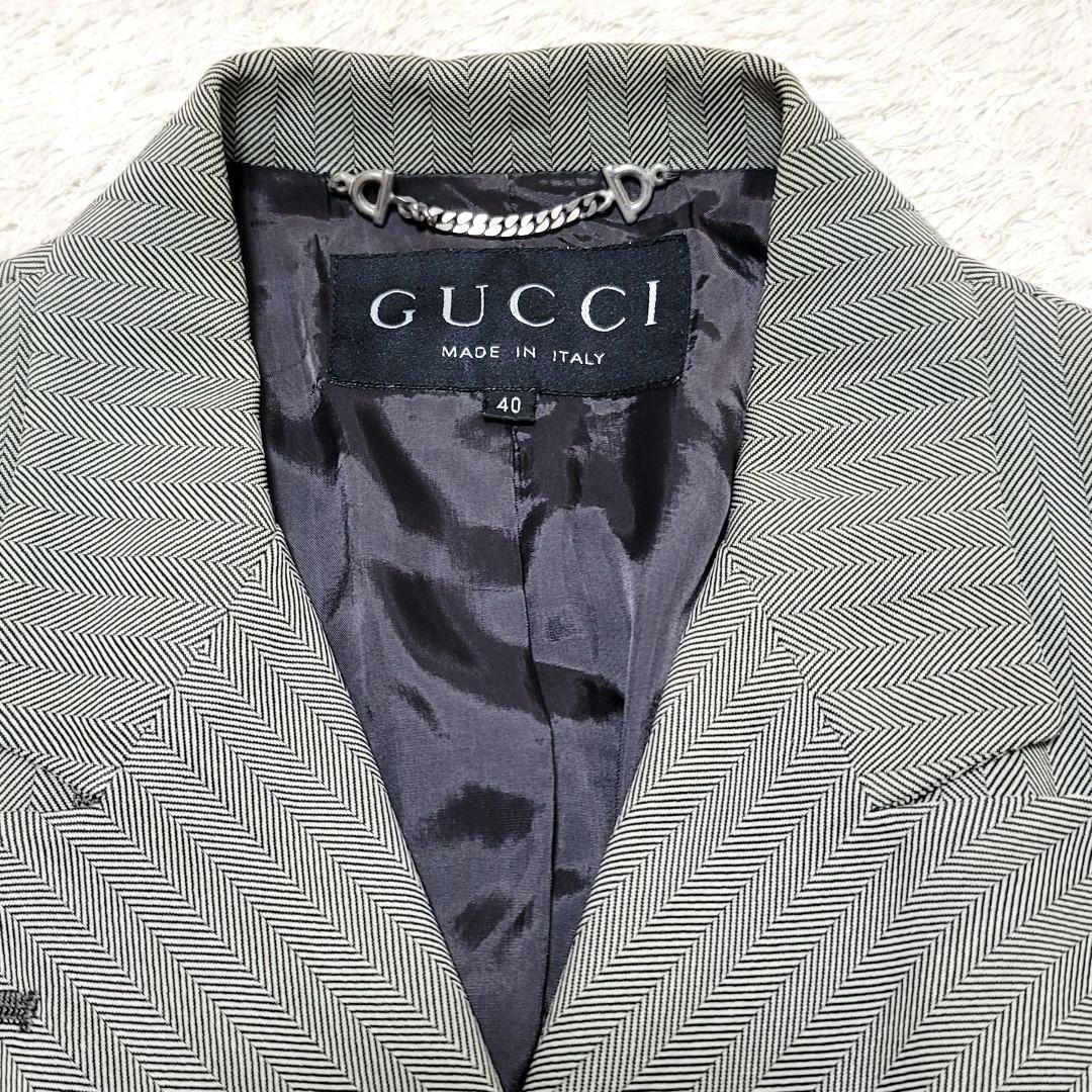 GUCCI ジャケット テーラードジャケット グレー ストライプ 40