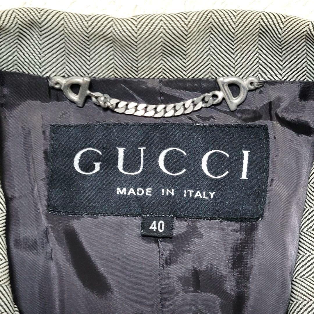 GUCCI ジャケット テーラードジャケット グレー ストライプ 40